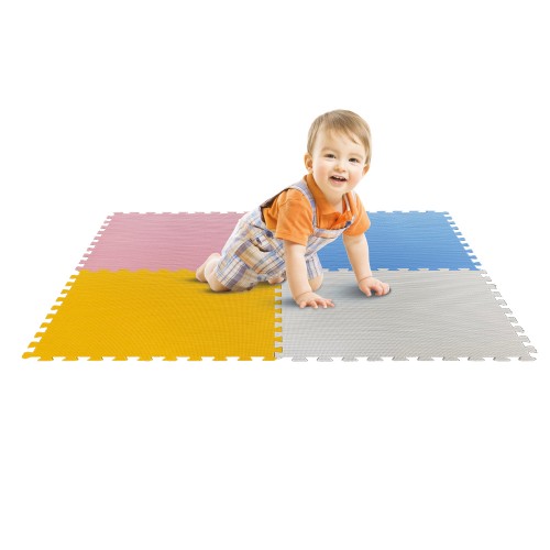 Tappeto Puzzle Componibile 60x60 con 4 Pezzi Colori Pastello Bimbi