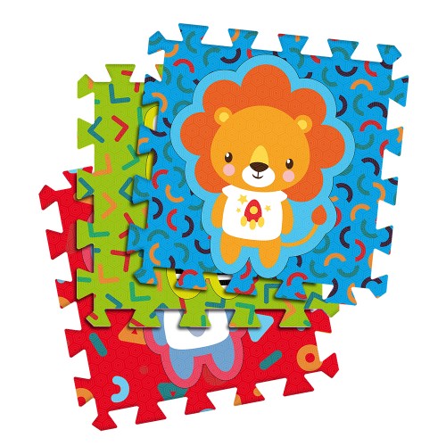 Puzzle Tappeto con Animali 9 Mattonelle Componibile 30x30 per Bimbi