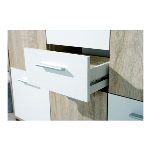 Buffet Mobile Moderno Bianco e Rovere con Ante Cassetti da Salotto