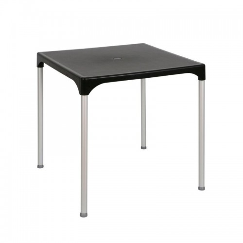 Tavolino Nero in Plastica Impilabile Quadrato 70x70 da Esterno Resistente