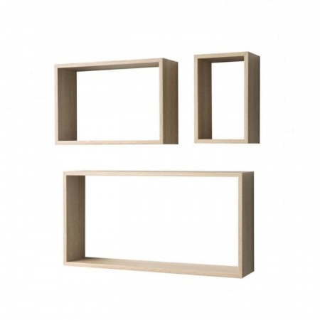Set di 3 Mensole Rettangolari a Muro Scaffali da Parete Muro Rovere