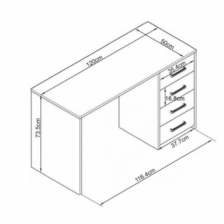 Scrivania in Legno di Quercia Porta Pc per Ufficio o Studio con Cassetti