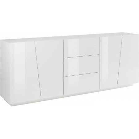 Credenza Orizzontale con 6 Cassetti Bianco Lucido per Soggiorno Madia