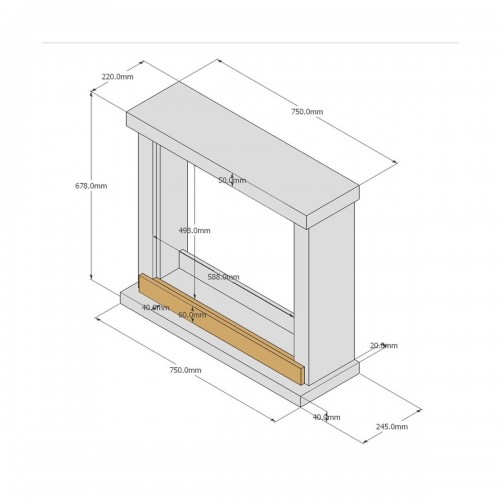 Cornice per Camino Elettrico Tagu Hagen Caminetto in Legno MDF Nero