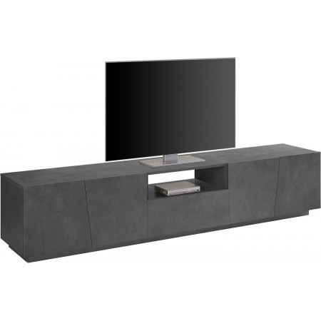 Mobile Porta TV con 4 Ante Madia Bassa Ardesia 220 cm per Soggiorno