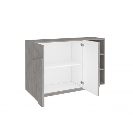 Madia da Ingresso 120 cm Credenza Grigio Cemento con Ante e Ripiani