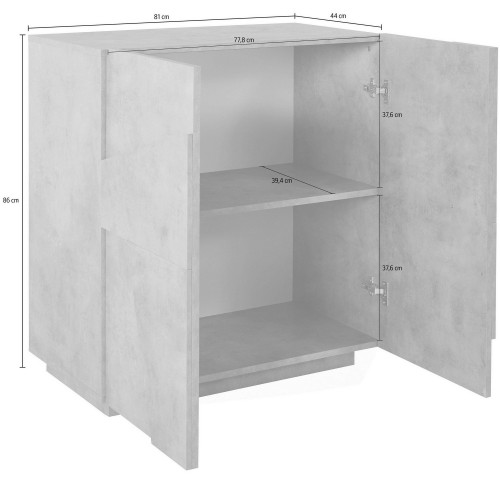 Mobile Basso da Ingresso 80 cm Credenza in Legno Ardesia Madia con Ante