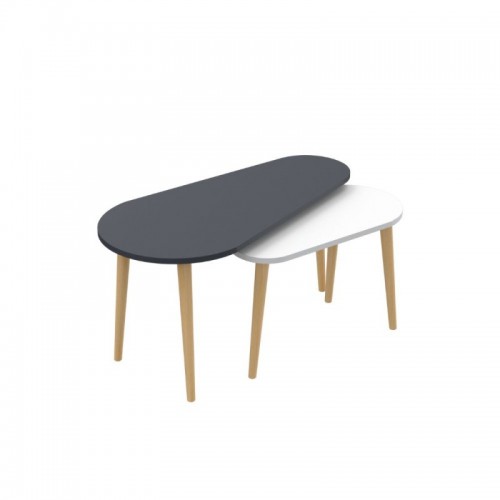 Tavolino da Caffè in Legno Antracite e Bianco Tavolino dal Design Moderno