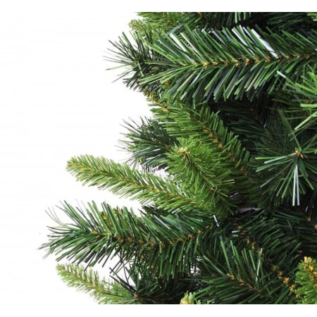 Albero di Natale Folto in PVC Verde 210 cm Realistico con Base a Croce