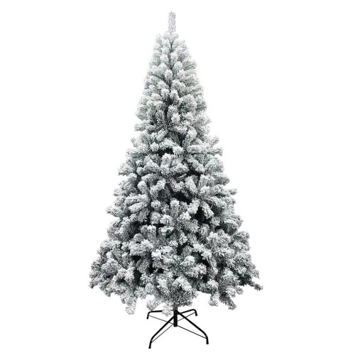 Albero di Natale con Rami Innevati 150 cm in PVC Effetto Neve Realistico