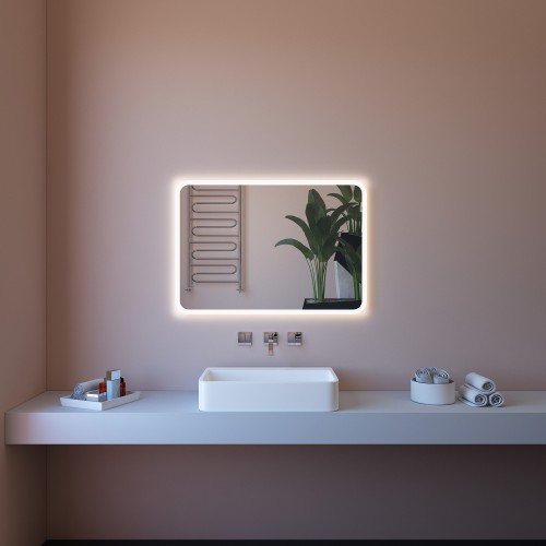 Specchio Retroilluminato a Led 80x60 Rettangolare Reversibile per Bagno