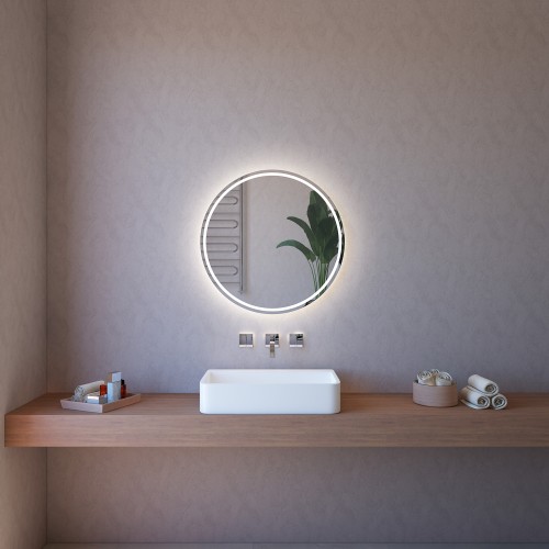 Specchio Rotondo Retroilluminato Led 75 cm da Parete per Bagno Decorativo