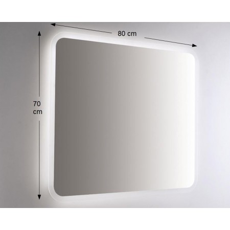 Specchio da Bagno Rettangolare Retroilluminato a Led 80x70 da Parete