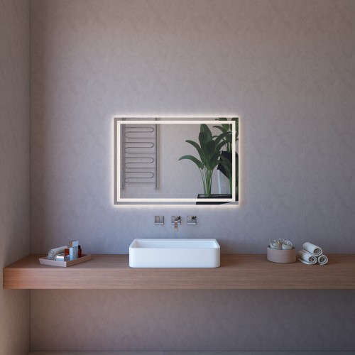 Specchio da Bagno 100x70 Rettangolare Reversibile con Retroilluminazione