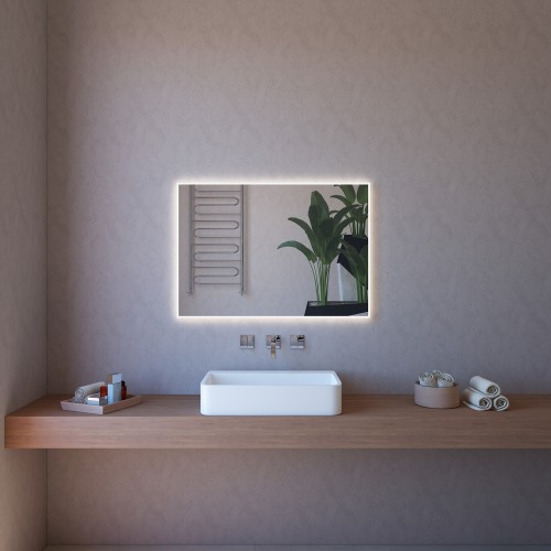 Specchio con Illuminazione Led 80x60 Rettangolare Arredo Bagno Moderno
