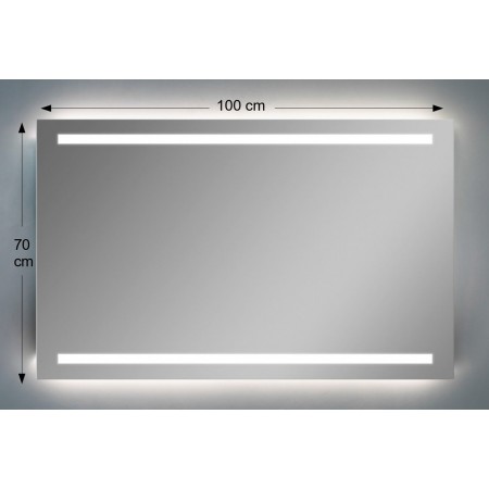 Specchio Rettangolare Moderno 100x70 da Bagno con Fasce Illuminate a Led