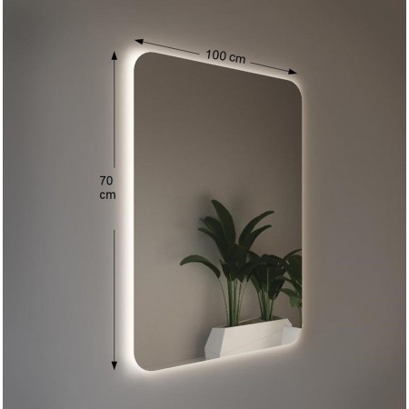 Specchio da Bagno Moderno 70x100 Rettangolare con Illuminazione Perimetrale