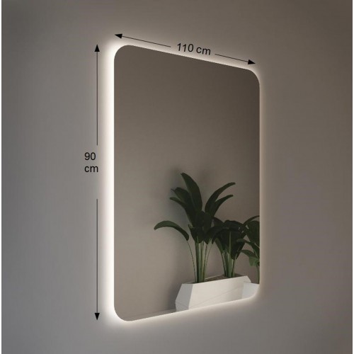 Specchio Rettangolare 90x110 con Illuminazione Perimetrale da Bagno Moderno
