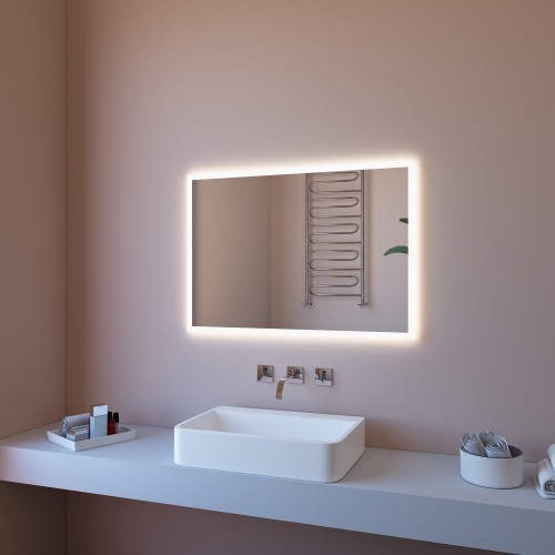 Moderno Specchio da Bagno con Illuminazione a Led Rettangolare 100x80