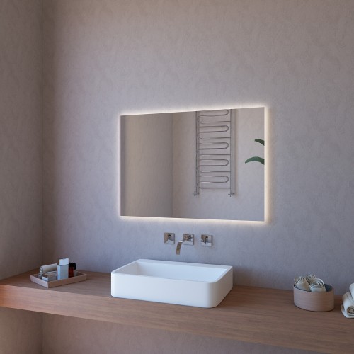 Specchio Moderno con Illuminazione a Led Rettangolare 80x60 da Bagno