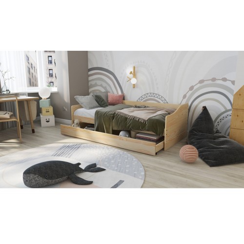 Letto Singolo in Legno Salvaspazio con Cassettone Estraibile 90x200