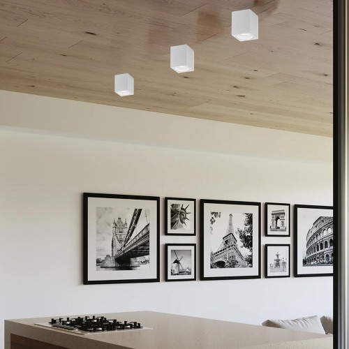 Lampada in Alluminio Faretto da Soffitto Punto Luce Quadrato Bianco Opaco