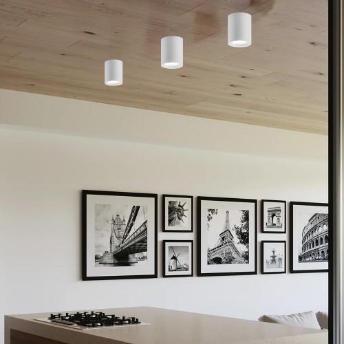 Faretto da Soffitto Punto Luce Bianco Opaco Lampada Rotonda in Alluminio