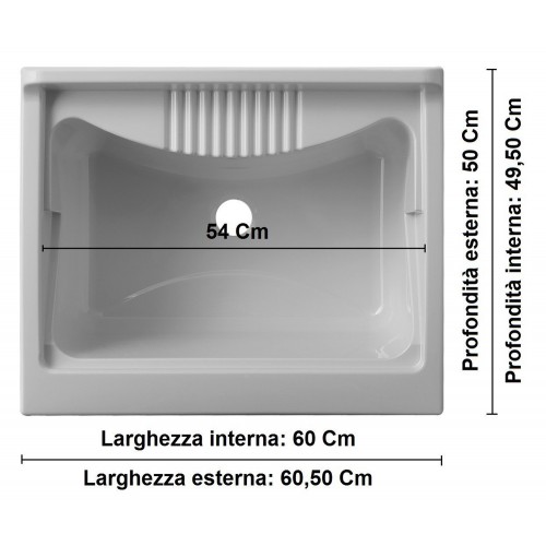 Mobile Lavatoio Rovere 60x50 cm per Interni Esterni Lavabo in Resina