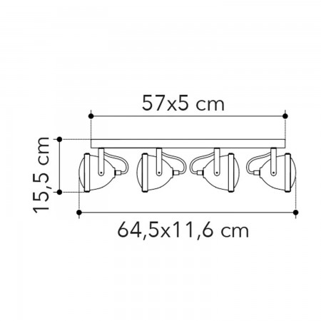 Applique Faretti Orientabili 4 Punti Luce Lampada da Parete per Interno