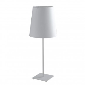 Lampada da Tavolo Moderna in Metallo Bianco con Paralume in Tessuto