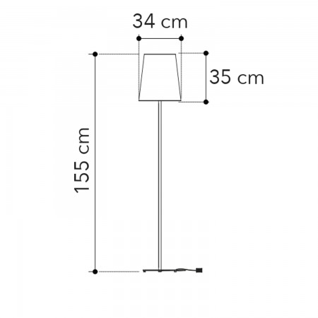 Lampada Moderna in Metallo Bianco Piantana con Paralume in Tessuto