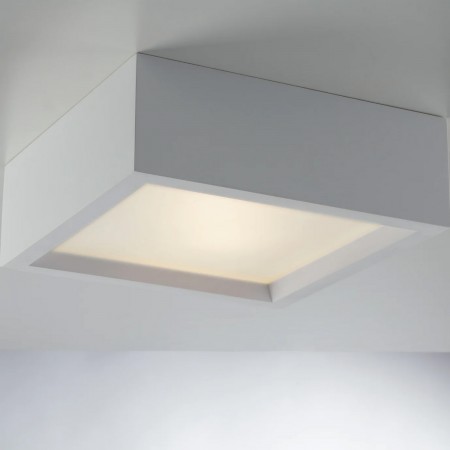 Plafoniera Quadrata in Gesso Bianca Lampada da Soffitto Verniciabile