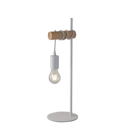Lampada in Legno e Metallo Lumetto da Tavolo Luce Design Moderno