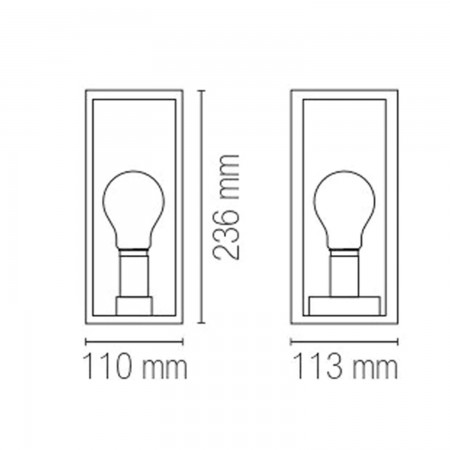Applique Nera a Muro Lampada da Parete per Esterno Design Moderno Intec