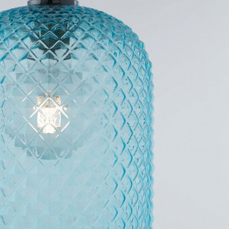 Luce in Vetro a Sospensione Lampadario di Cristallo Blu Elegante da Interno