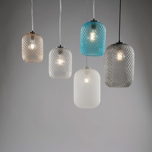 Lampada a Soffitto Grigio Luce in Vetro a Sospensione Elegante da Interno