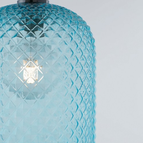 Luce in Vetro da Soffitto Lampadario di Cristallo Blu Elegante per Interno