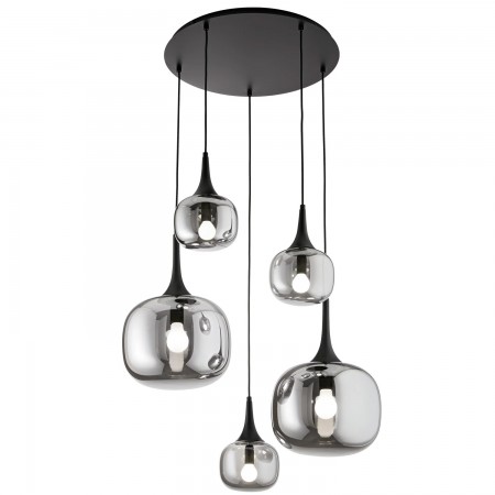 Lampadario a Sospensione in Vetro con 5 Punti Luce Elegante da Soffitto