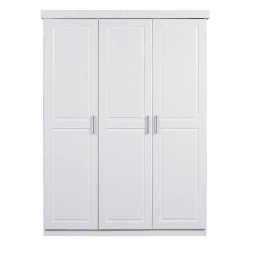 Armadio tre 3 Ante in Legno Mobile Guardaroba Bianco per Camera da Letto