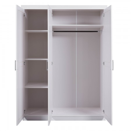 Armadio tre 3 Ante in Legno Mobile Guardaroba Bianco per Camera da Letto