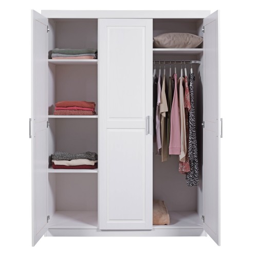 Armadio tre 3 Ante in Legno Mobile Guardaroba Bianco per Camera da Letto