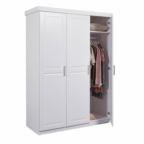 Armadio tre 3 Ante in Legno Mobile Guardaroba Bianco per Camera da Letto