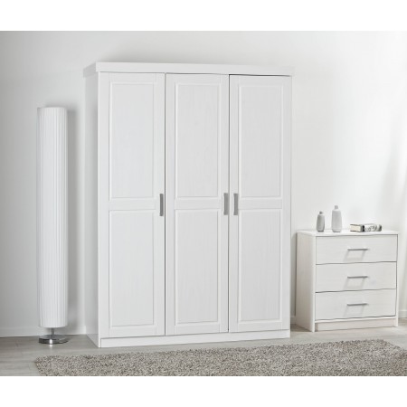 Armadio tre 3 Ante in Legno Mobile Guardaroba Bianco per Camera da Letto