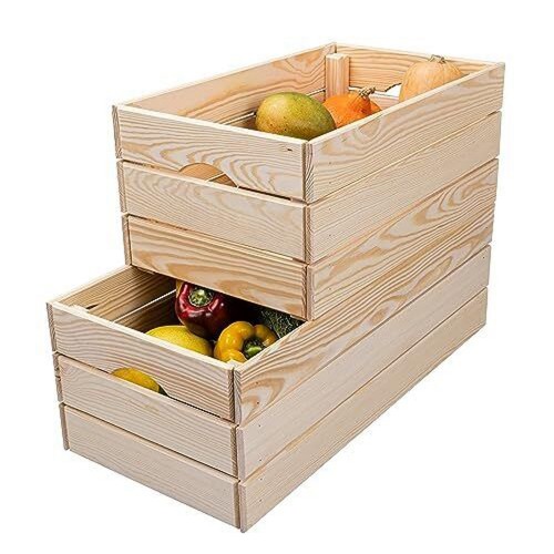Cassetta Frutta e Verdura Scatola in Legno Organizzatore Impilabile