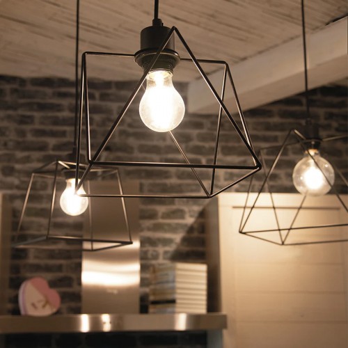Lampadario a Sospensione in Metallo con 4 Punti Luce Moderno da Soffitto