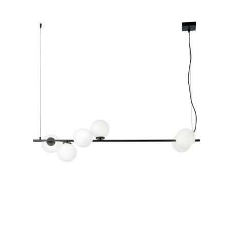 Lampadario a Sospensione Lampada in Metallo Nero Elegante 6 Punti Luce