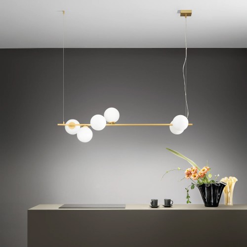Lampada in Metallo Oro Elegante 6 Punti Luce Lampadario a Sospensione