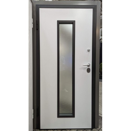 Porta Blindata con Vetro Antisfondamento pannello esterno Vetroresina Bianco | BricoShop24