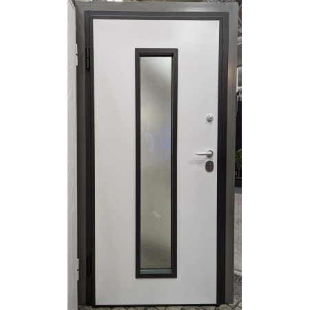 Porta Blindata con Vetro Antisfondamento pannello esterno Vetroresina Bianco | BricoShop24