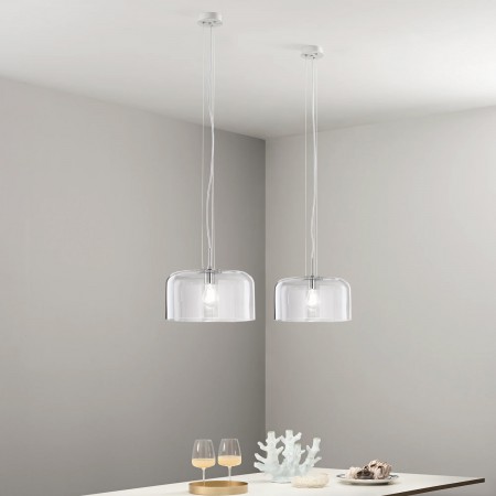 Lampadario Punto Luce in Vetro Soffiato da Interno a Sospensione Elegante